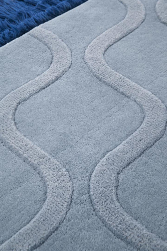 Embossed Blue Hand-Woven Rug