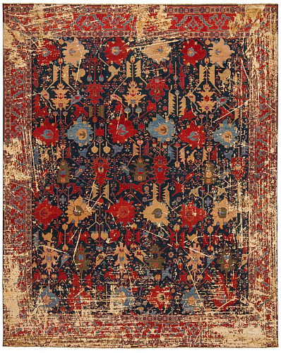 Faded Hand-Knotted Vintage Style Luxury Rug