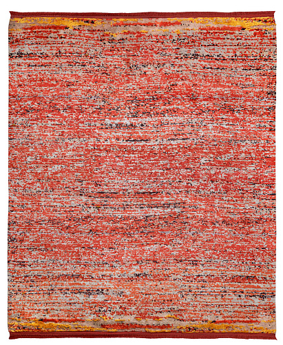 Luxurious Wool & Silk Hand-Woven Red Rug