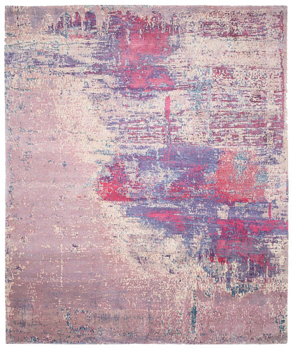 Artwork Hand-woven Wool & Silk Purple Luxury Rug