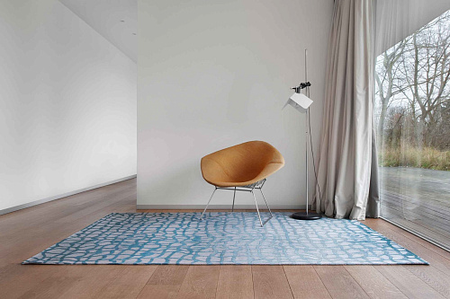 Abstract Blue Flatwoven Rug