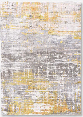 Abstract Grey / Yellow Flatwoven Belgian Rug