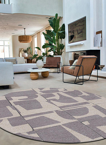 Grey Geometric Round Rug