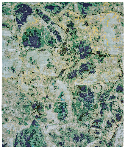 Emerald Green Wool & Silk Luxury Rug