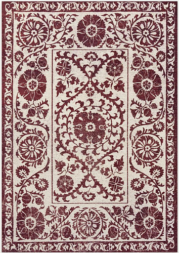 Burgundy Suzani Embroidered Rug