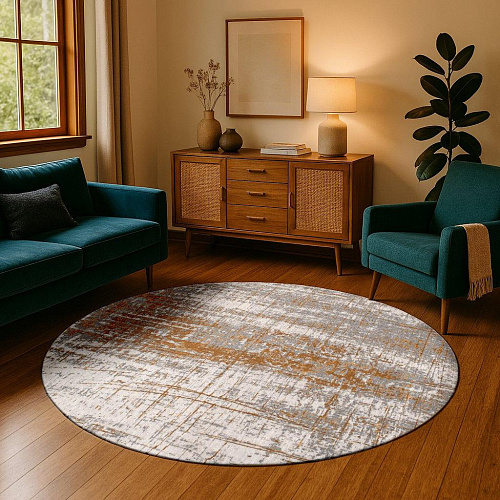 Vintage Gold Round Rug
