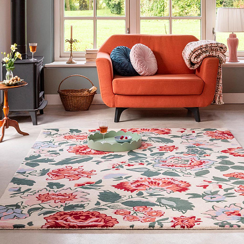 Botanical Floral Poppy Red Rug