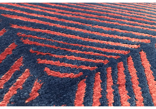 Geometric Viscose / Wool Handwoven Red & Purple Luxury Rug