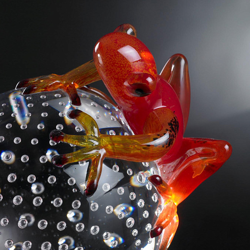 Red Frog on Sphere Glass Figurine
