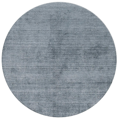 Handwoven Round Blue Silk Rug