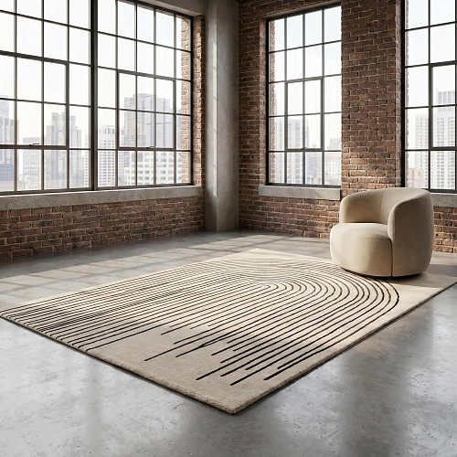 Arcade Lines Ivory Handmade Rug
