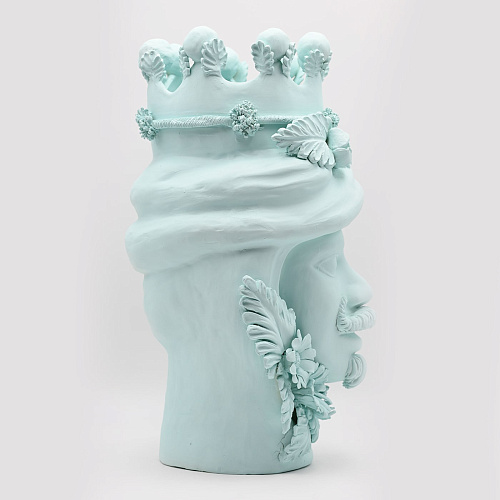 Moor's Head Sculpture in Sky Blue