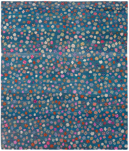 Flowers Blue Hand-woven Luxury Rug