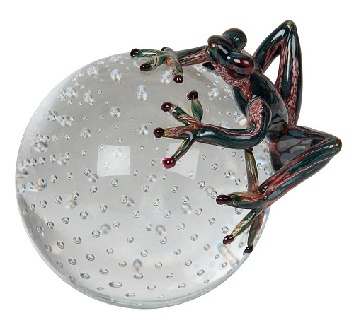 Frog on Sphere Glass Figurine