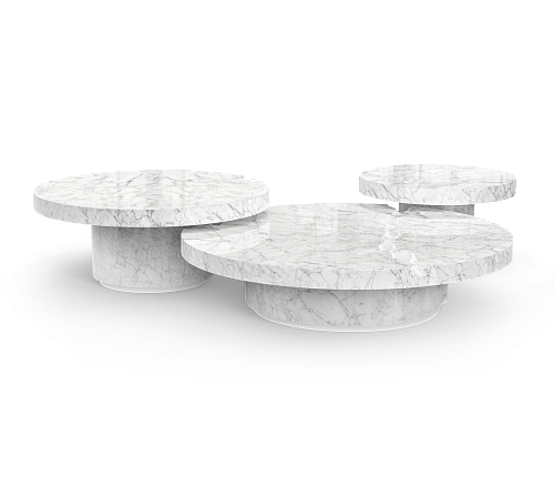 Carrara Marble 3-Piece Coffee Table Set