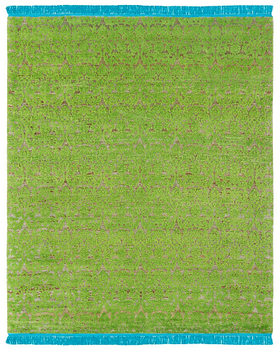 Hand-woven Vintage Style Green / Blue Luxury Rug