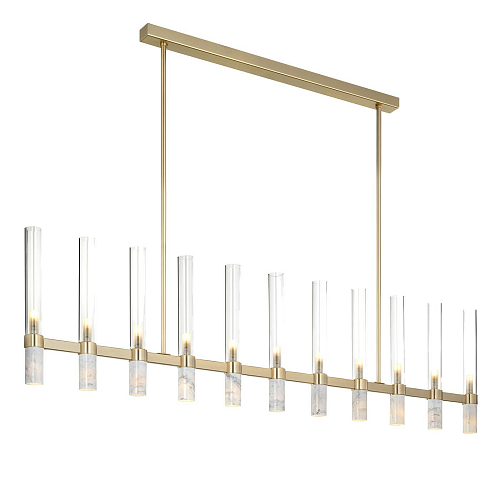 Modern Rectangular Marble & Glass Chandelier