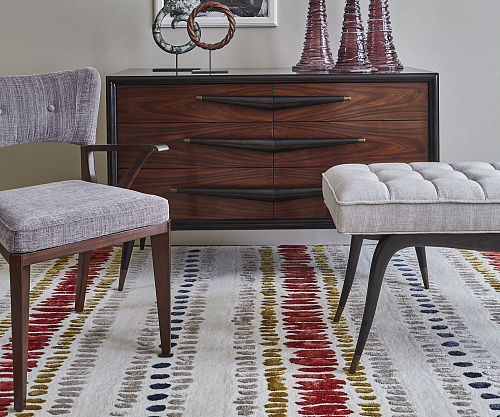 Designer Striped Russet Luxury Rug