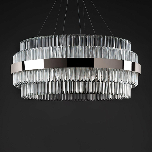 Modern Round Nickel Triedro Chandelier