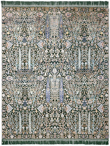 Pine Garden Green Hand-Knotted Wool / Silk Rug