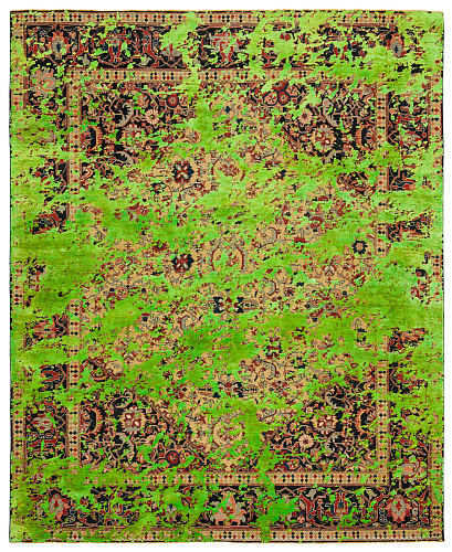Green Hand-woven Wool / Silk Luxury Rug