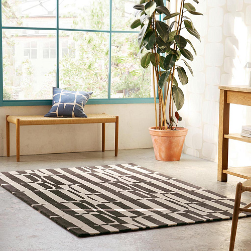 Block Stripe Charcoal Rug