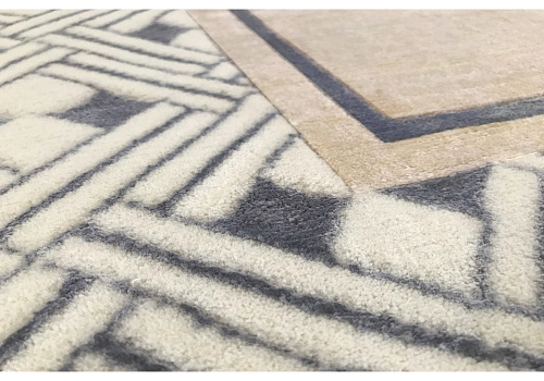Frame Beige Viscose / Wool Luxury Rug