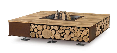 Square Wood Outdoor Fire Pit