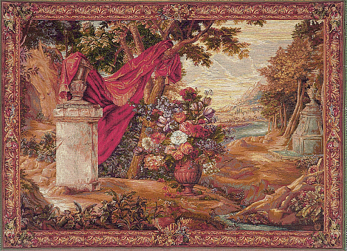 Bouquet with Drapery Handwoven Tapestry