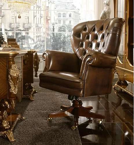 Royal Leather Swivel Armchair
