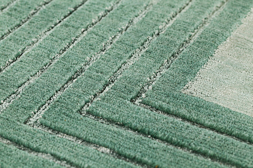 Handwoven Green Border Wool / Viscose Rug