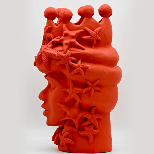 Moor's Head Sculpture Crafted in Red