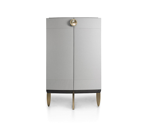 Premium Leather Bar Cabinet with Pearl and Bronze Accents