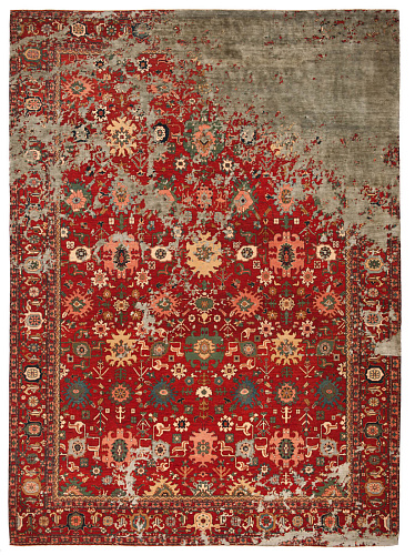 Faded Hand-Knotted Vintage Luxury Rug