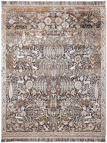Gold / Grey Luxury Silk / Wool Rug