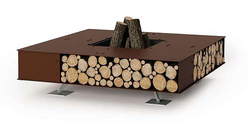 Square Brown Outdoor Fire Pit