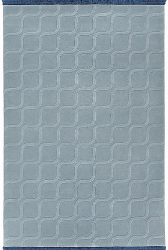 Embossed Blue Hand-Woven Rug