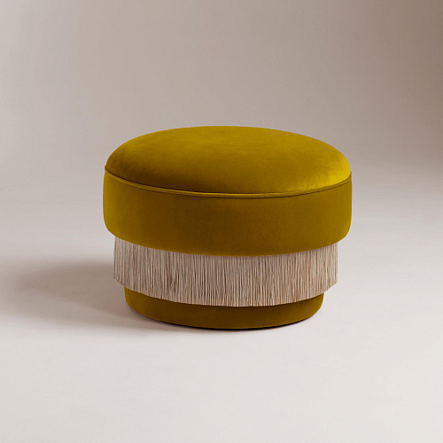 La Folie Yellow Round Pouf