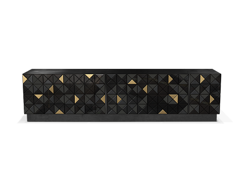 Mosaic Black TV Designer Cabinet