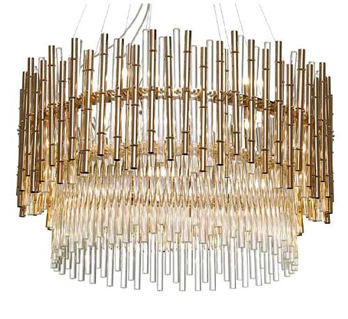 Artisan Bamboo Glass & Gold Chandelier