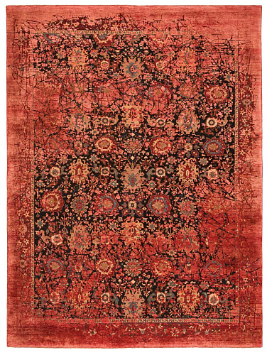Faded Hand-Knotted Vintage Style Luxury Rug