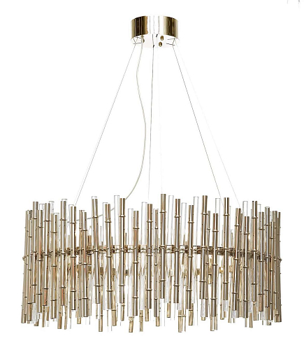 Bamboo Glass & Gold Chandelier