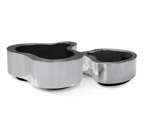 Polished Stainless Steel Coffee Table Set