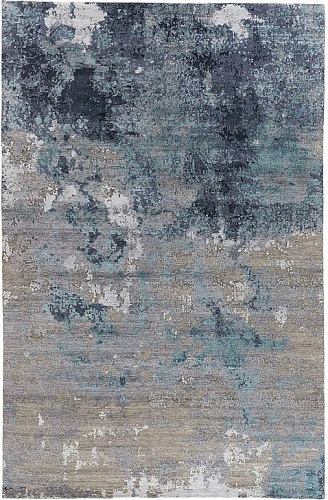 Abstract Blue Luxury Bamboo Silk Rug