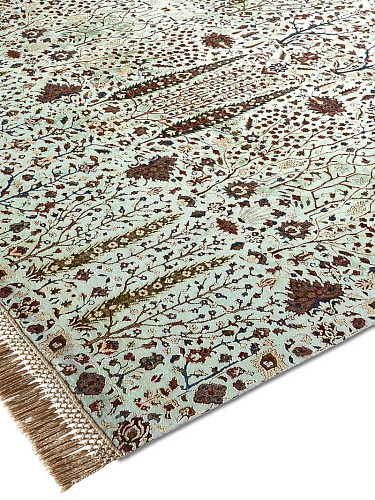 Pine Garden Green Hand-Knotted Wool / Silk Rug