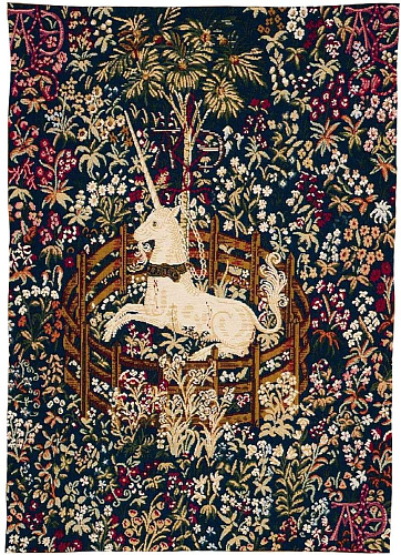 Captive Blue Unicorn Tapestry without Border