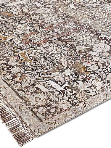Gold / Grey Luxury Silk / Wool Rug