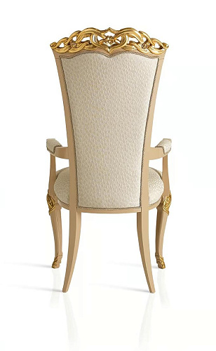 Ivory/Gold Italian Chair with Armrests