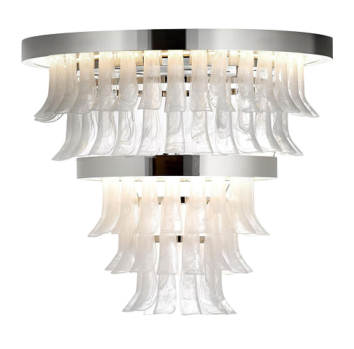 Polished Nickel Murano Glass Chandelier