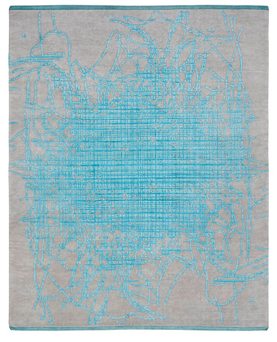 Grid Blue Luxurious Rug